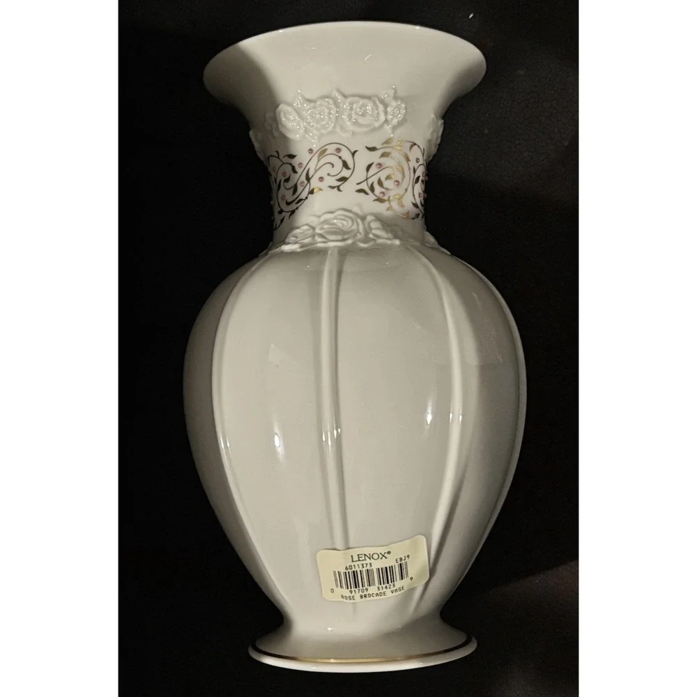 Lenox Ivory Fine China ROSE BROCADE Vase 9